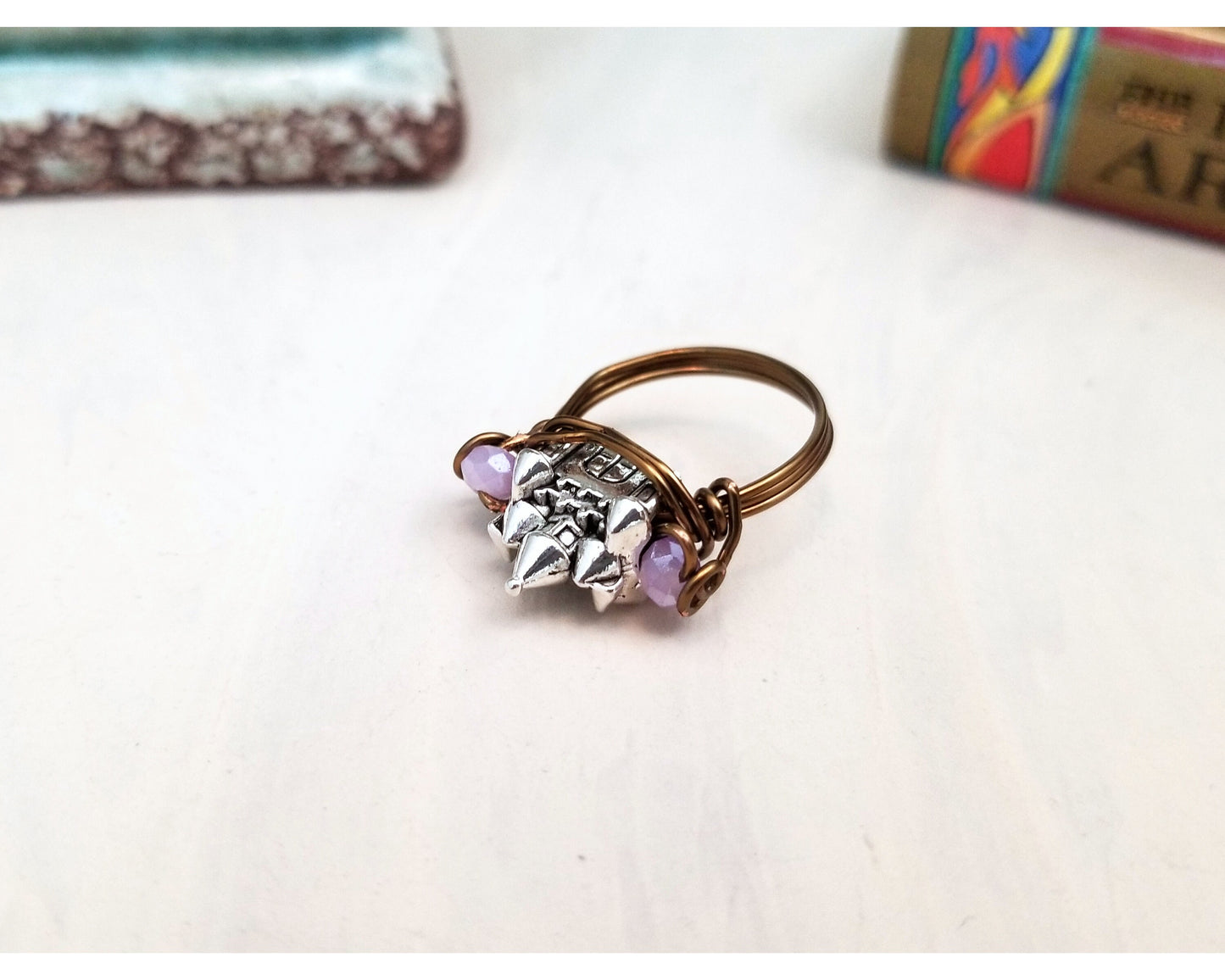 Castle Ring in Orange, Fairy Tale, Wedding, Bridesmaid, Gothic, Renaissance, Medieval, Choice of Colors and Metals