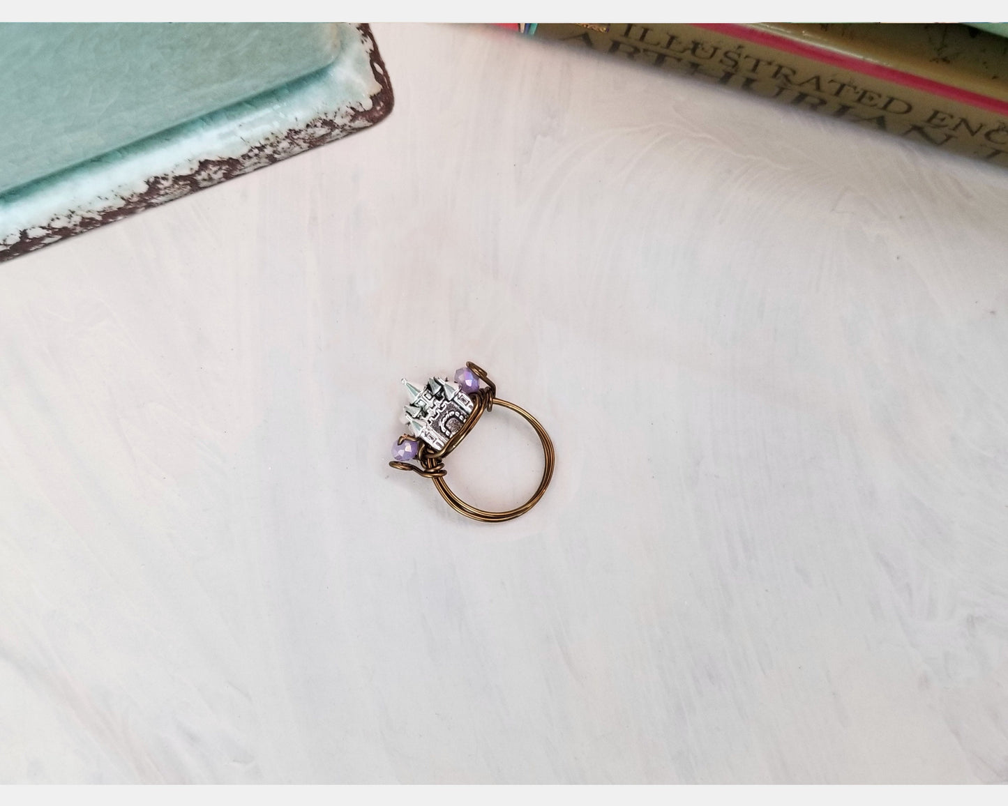 Castle Ring in Purple, Fairy Tale, Wedding, Bridesmaid, Renaissance, Medieval, Choice of Colors and Metals