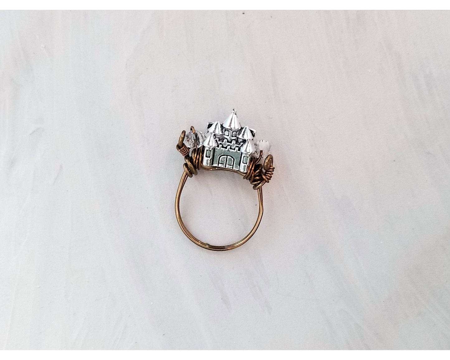 Castle Ring in Moonstone White, Fairy Tale, Wedding, Bridesmaid, Gothic, Renaissance, Medieval, Choice of Colors and Metals