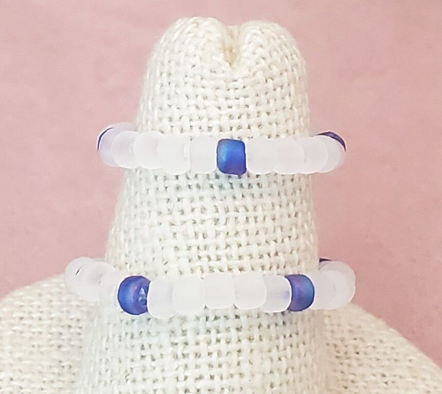 Elastic Rings in Turquoise & Blue, Set of 2, Simple, Boho, Bohemian, Minimalist, Stackable, Choice of Colors, Group C