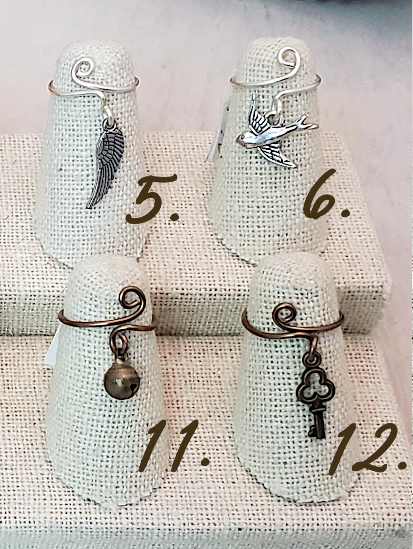 Toe/Midi/Pinky Ring with Tiny Charm, Simple, Adjustable, Boho, Bohemian, Fairy Tale, Renaissance, Garden, Wedding, Bridesmaid, Group A