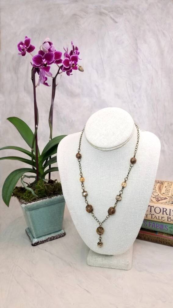 Wire Wrapped Necklace in Champagne, Boho, Bohemian, Gypsy, Wedding, Bridesmaid, Renaissance, Medieval, Choice of Colors and Metals