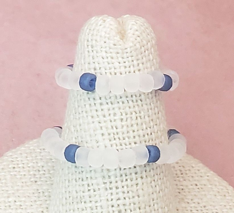 Elastic Rings in Blue, Set of 2, Simple, Boho, Bohemian, Minimalist, Stackable, Choice of Colors, Group D