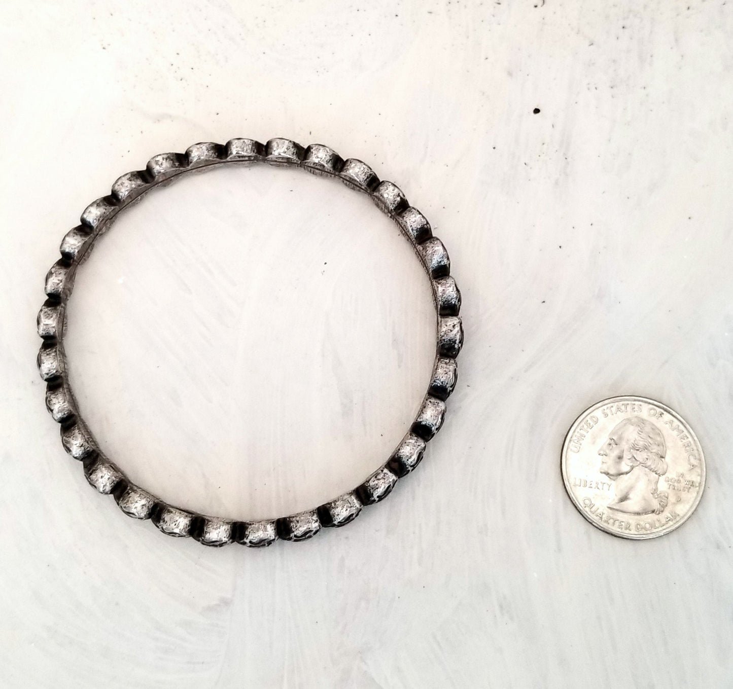 Vintage Hearts Bangle Bracelet, Antique Silver Color