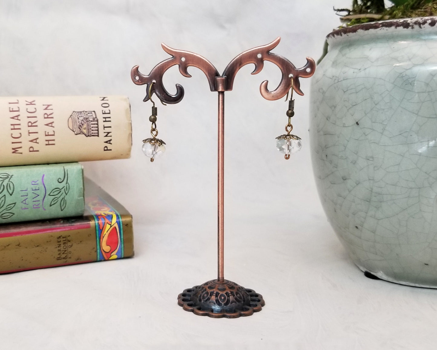 Elegant Earrings in Clear, Wedding, Bridesmaid, Art Nouveau, Belle Époque, Renaissance, Garden, Choice of Metals and Closure Types