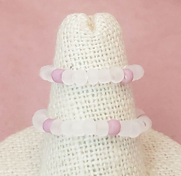 Elastic Rings in Plumeria Pinks, Set of 2, Simple, Boho, Bohemian, Minimalist, Stackable, Choice of Colors, Group I