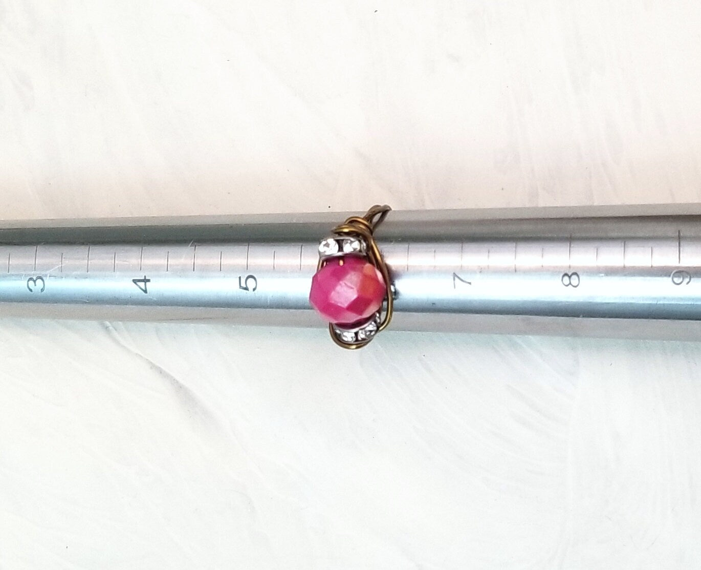 Wire Ring in Red with Rhinestones, Fairy Tale, Renaissance, Medieval, Choice of Colors and Metals