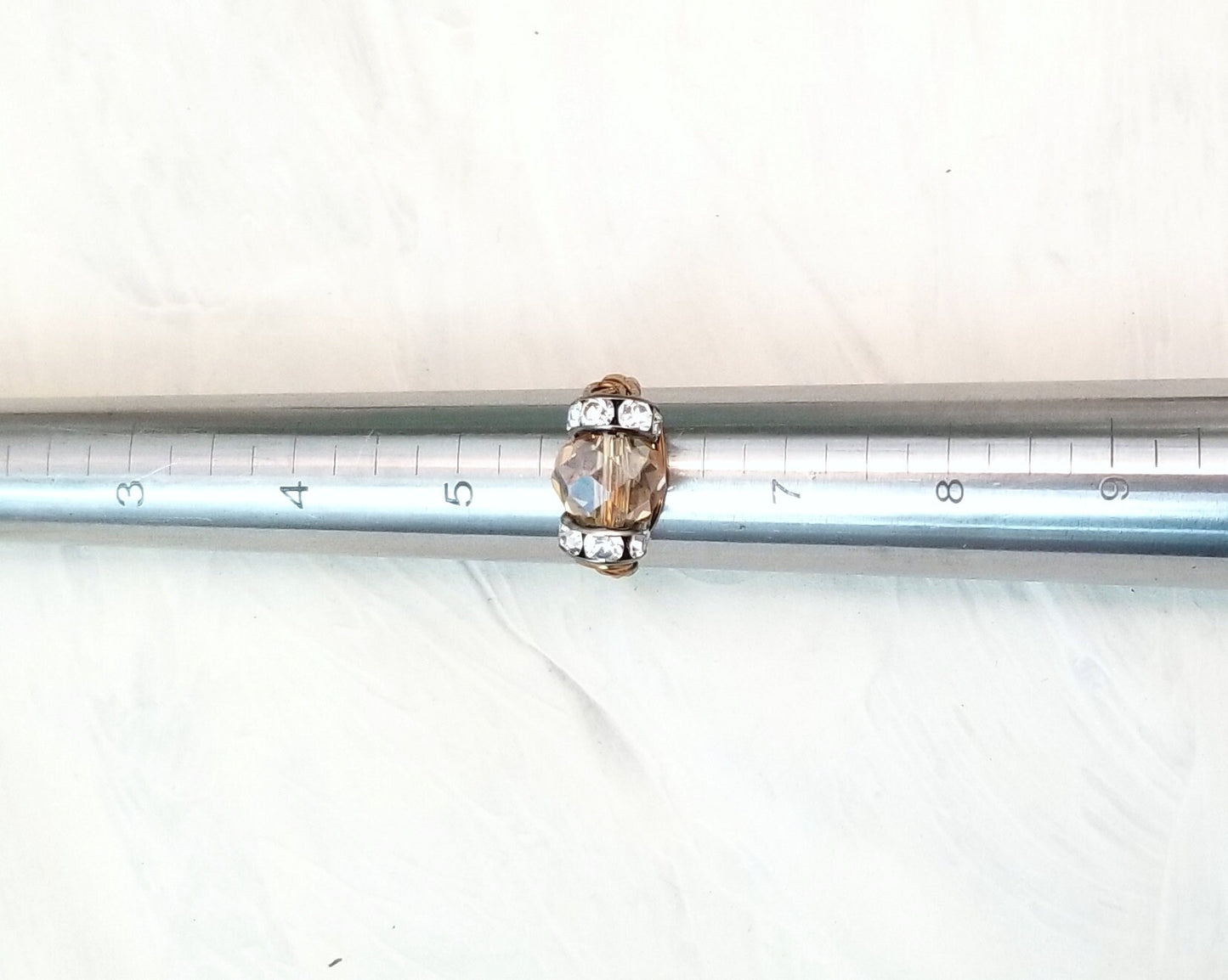 Wire Ring in Peach Champagne with Rhinestones, Fairy Tale, Renaissance, Medieval, Choice of Colors and Metals