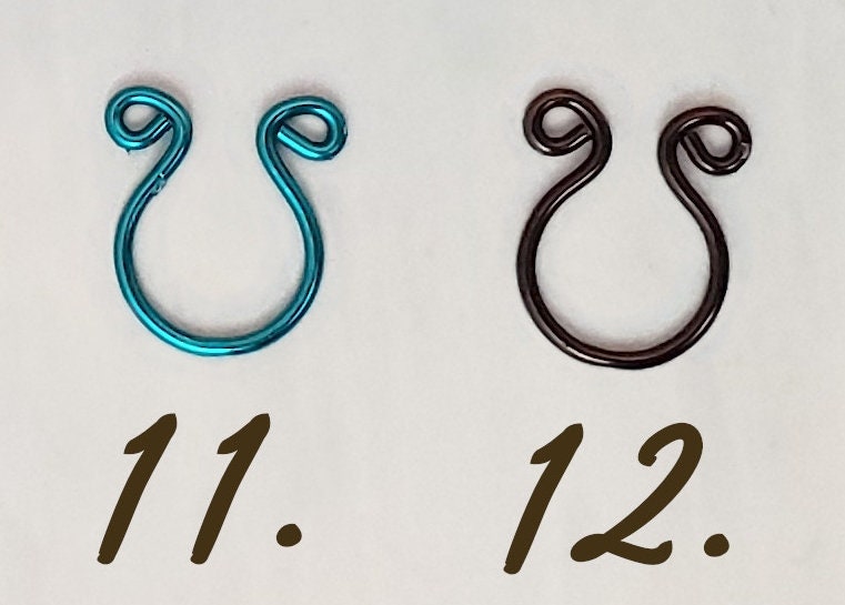 Nose Ring Cuff FAKE Faux No Piercing, Body Jewelry, Choice of Colors, Gift, Woman Man Unisex, Adjustable, Boho, Festival, Blues + Greens
