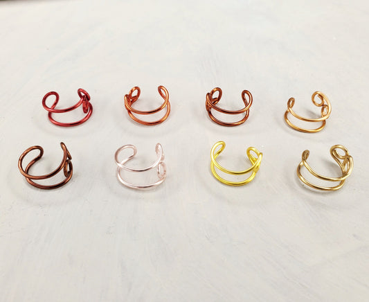Ear Cartilage or Nose Septum Cuff, Choice of Red, Orange, Yellow, Gold, Rose Gold, Browns, Adjustable, Simple, Minimalist, Unisex, Boho