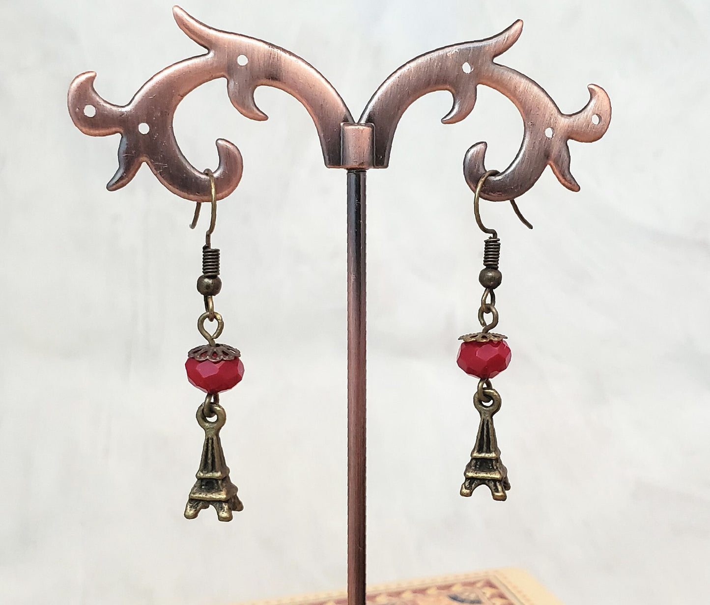 Earrings with Eiffel Tower Charms, Steampunk, Party, Wedding, Bridesmaid, Art Nouveau, Belle Époque, Renaissance, Garden, More Colors Avail