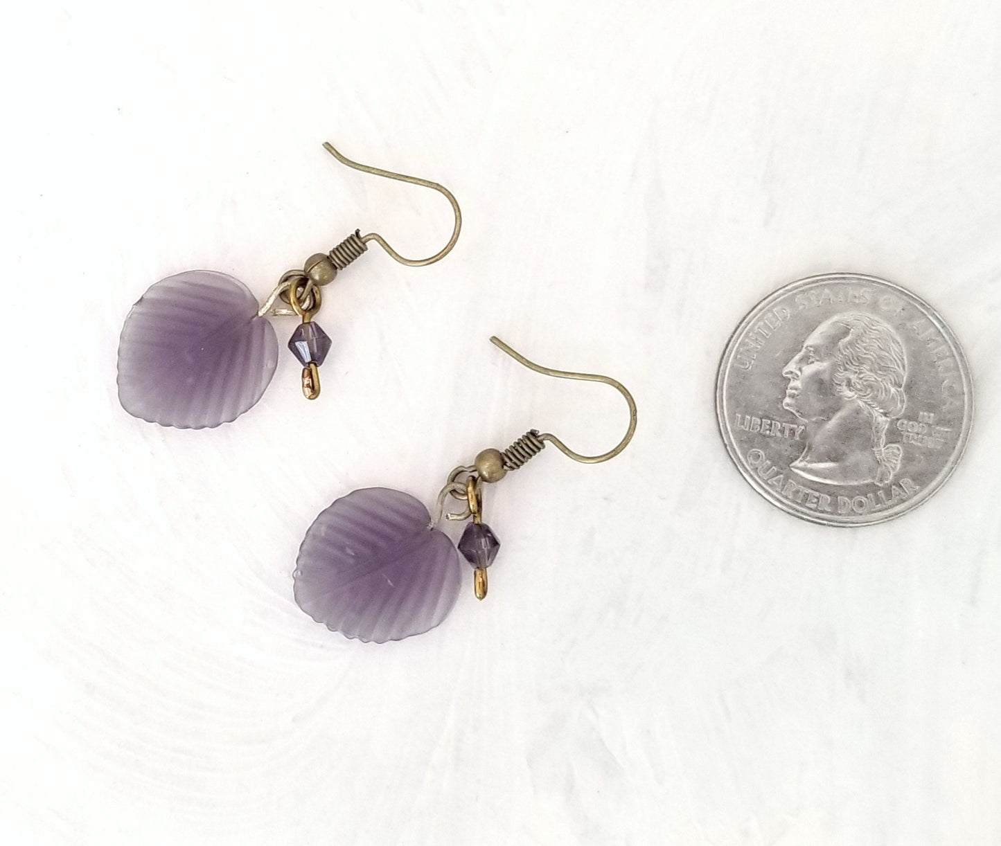 Medium Glass Leaf Earrings in Frosted Purple, Wedding, Bridesmaid, Art Nouveau, Renaissance, Belle Epoque, Forest, Choice of Closure Types