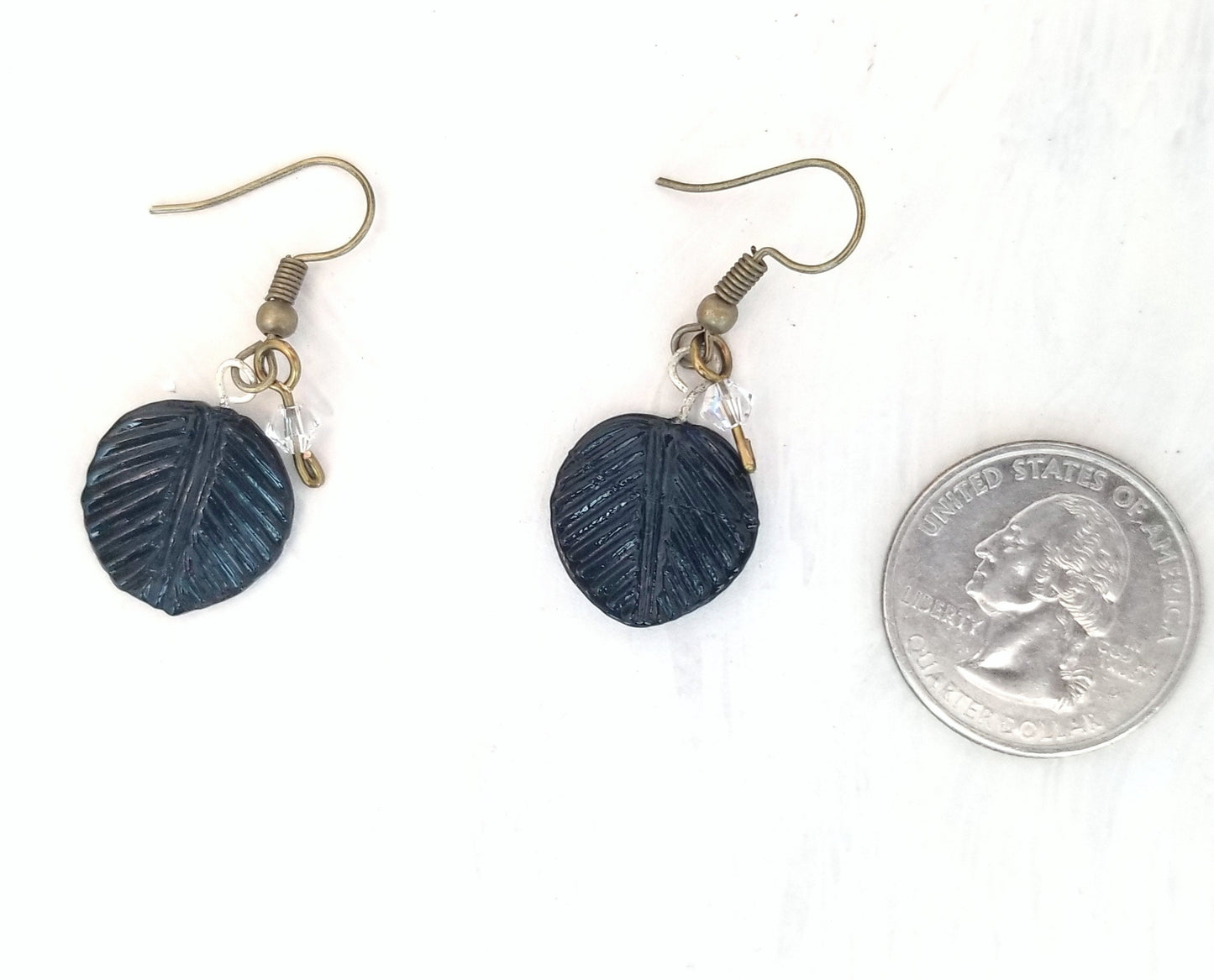 Medium Glass Leaf Earrings in Black, Wedding, Bridesmaid, Art Nouveau, Belle Époque, Renaissance, Forest, Garden, Choice of Closure Types