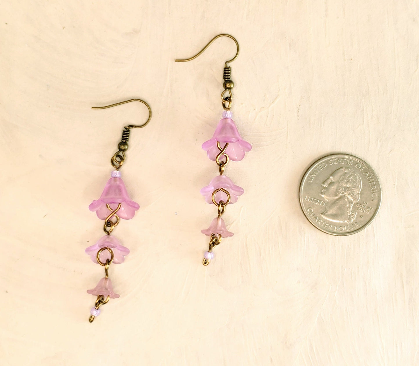 4-Tier Lucite Flower Earrings in Light Pink, Wedding, Bridesmaid, Art Nouveau, Belle Époque, Renaissance, Garden, Choice of Metals, Closures