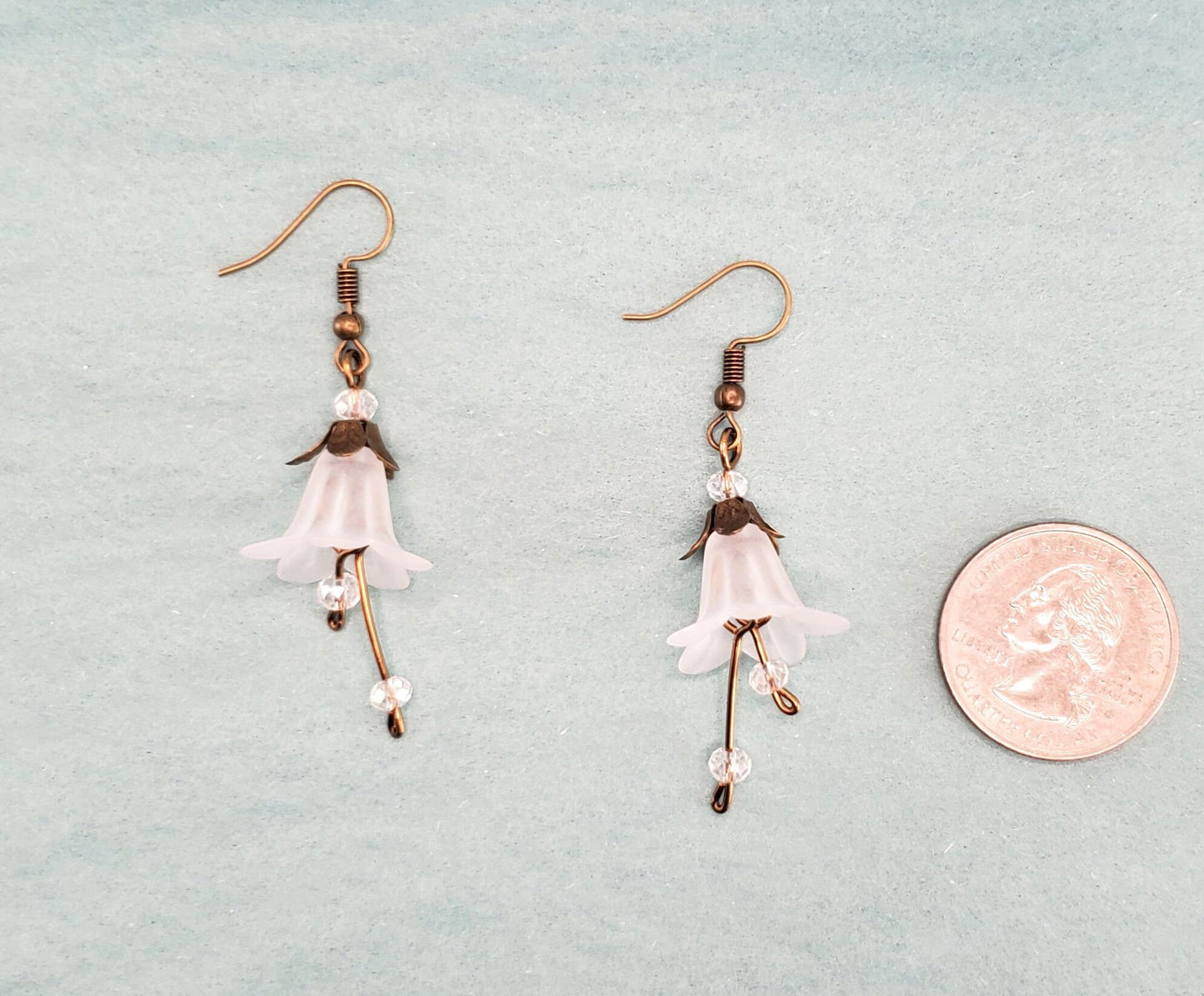 Elegant Lucite Flower Drop Earrings in White, Wedding, Bridesmaid, Art Nouveau, Belle Époque, Renaissance, Garden, Choice of Metals/Closures