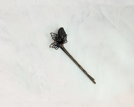 Wire Wrapped Beaded Bobby Pin / Hair Pin in Black, Gothic, Bridesmaid, Wedding, Floral, Garden, Party, Boho, Choice of Colors + Metals