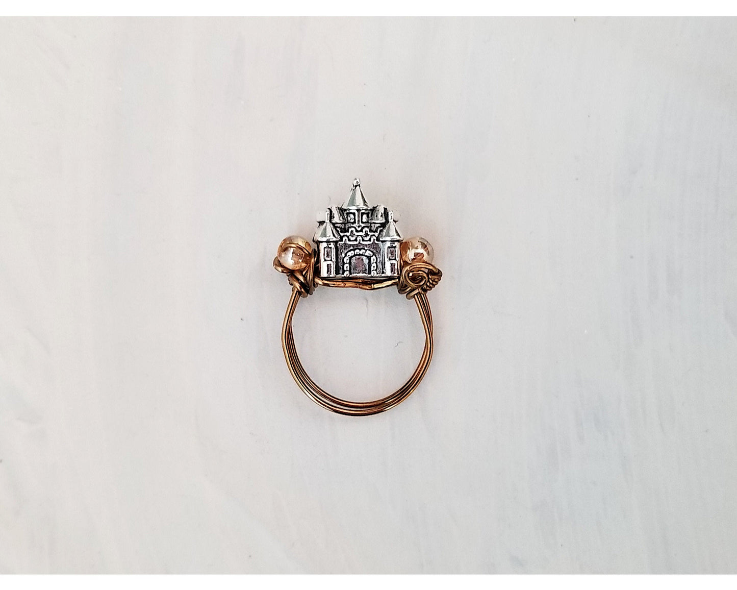 Castle Ring in Peach Champagne, Fairy Tale, Wedding, Bridesmaid, Gothic, Renaissance, Medieval, Choice of Colors and Metals