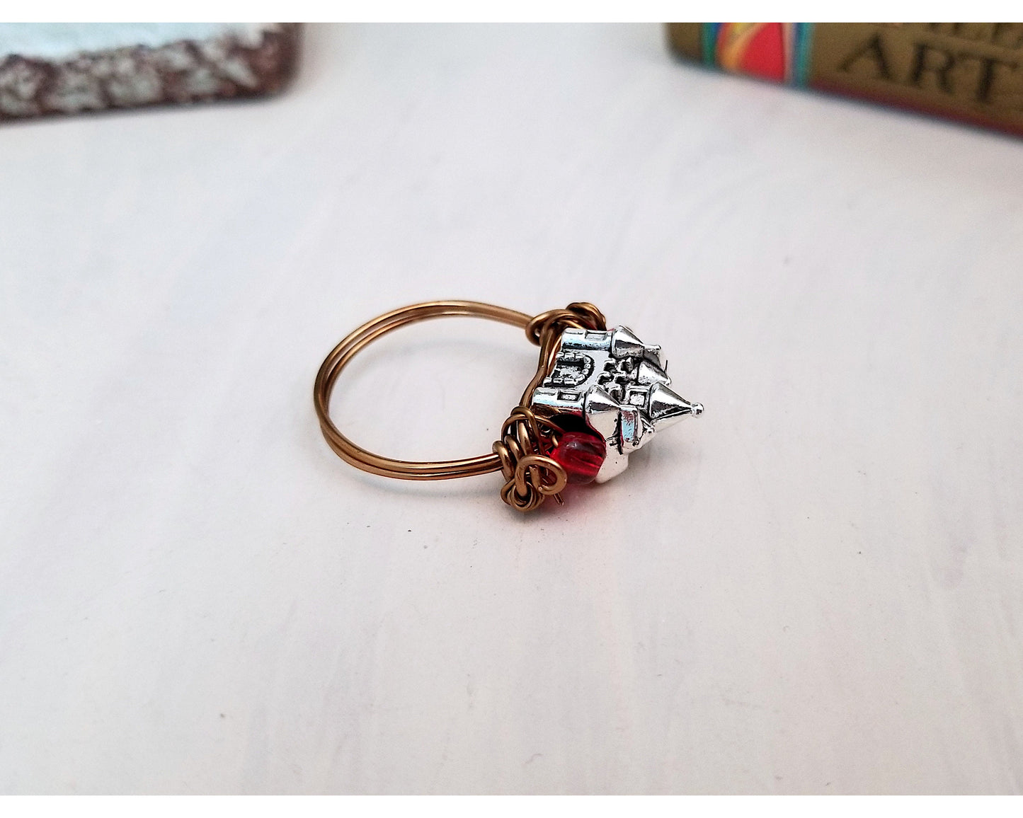 Castle Ring in Pink, Fairy Tale, Wedding, Bridesmaid, Gothic, Renaissance, Medieval, Choice of Colors and Metals