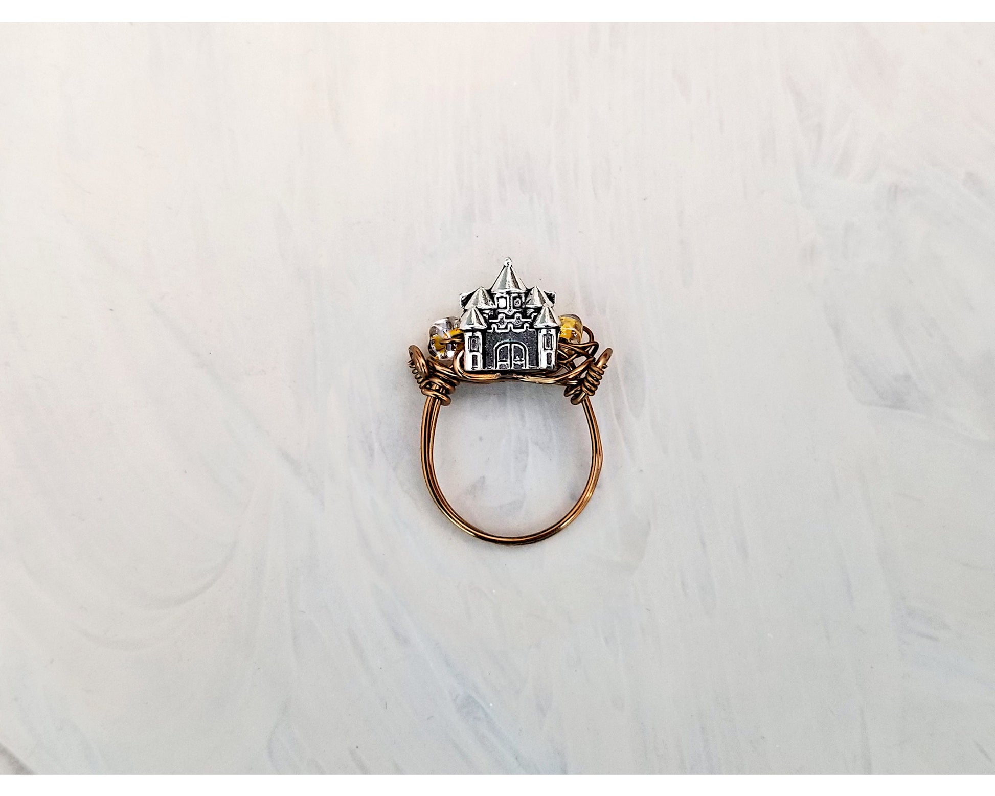 Castle Ring in Yellow, Fairy Tale, Wedding, Bridesmaid, Gothic, Renaissance, Medieval, Choice of Colors and Metals