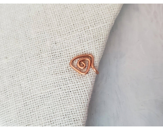 Ear Tragus or Nose Side Cuff, Triangle Spiral, Reversible, Adjustable, Simple, Minimalist, Unisex, Boho, Beach, Choice of Colors and Metals