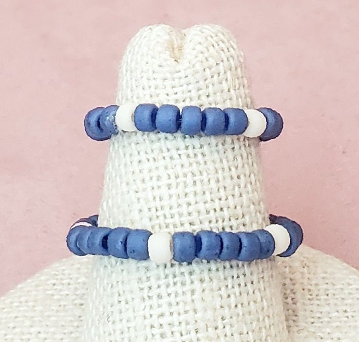 Elastic Rings in Blue, Set of 2, Simple, Boho, Bohemian, Minimalist, Stackable, Choice of Colors, Group D