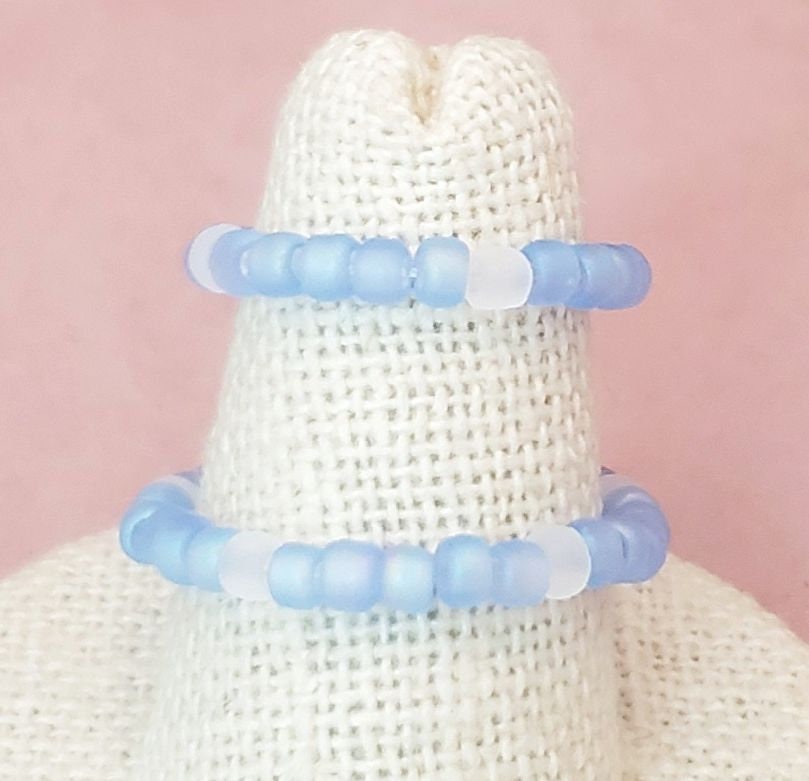 Elastic Rings in Light Blues, Set of 2, Simple, Boho, Bohemian, Minimalist, Stackable, Choice of Colors, Group E