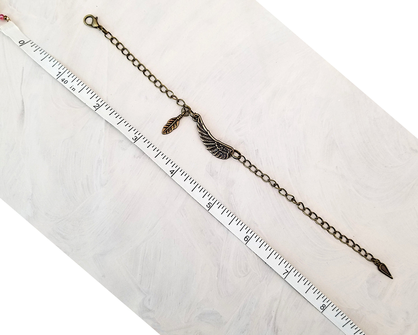 Simple Chain Choker, Bracelet or Anklet with Wing and Feather, Unisex, Choice of Colors, Lobster Clasp, Adjustable, Customized Length
