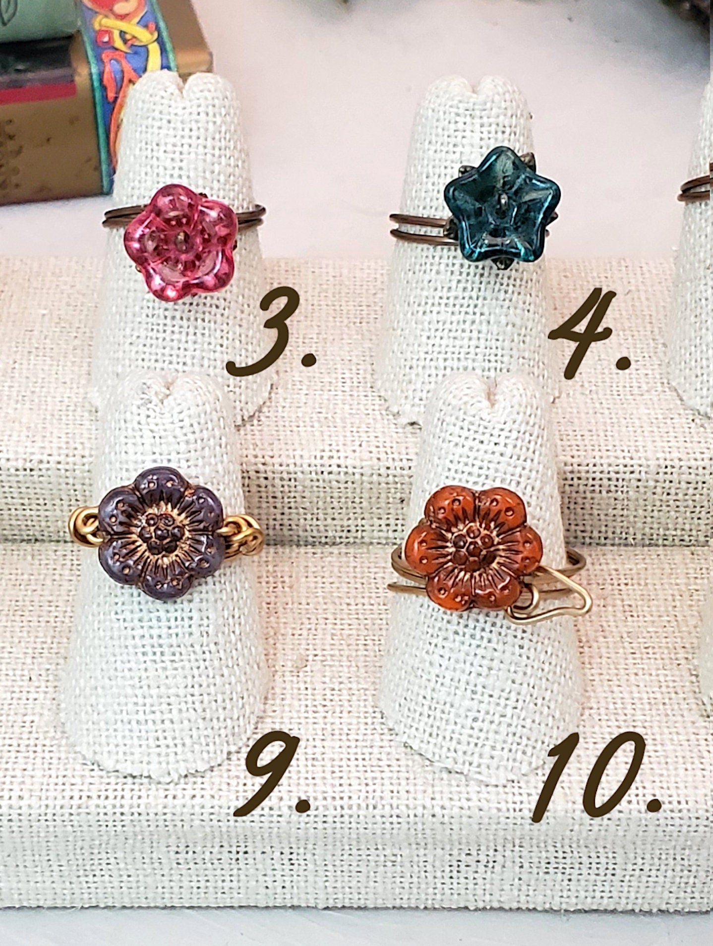 Flower Ring, Simple, Boho, Bohemian, Fairy Tale, Renaissance, Medieval, Garden, Wedding, Bridesmaid, Choice of Flowers and Metals, Lot A