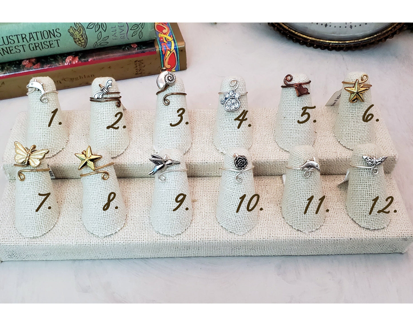 Toe/Midi/Pinky Ring with Tiny Charm, Simple, Adjustable, Boho, Bohemian, Fairy Tale, Renaissance, Garden, Wedding, Bridesmaid, Group A