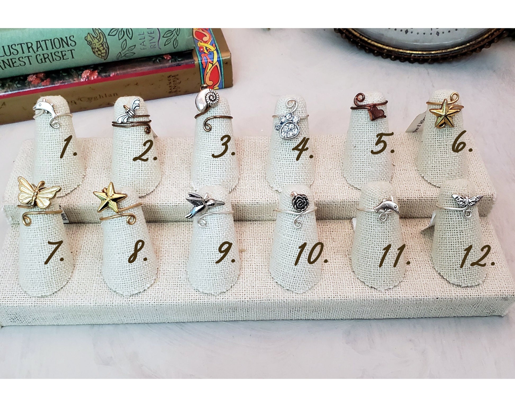 Toe/Midi/Pinky Ring with Tiny Charm, Simple, Adjustable, Boho, Bohemian, Fairy Tale, Renaissance, Garden, Wedding, Bridesmaid, Group A