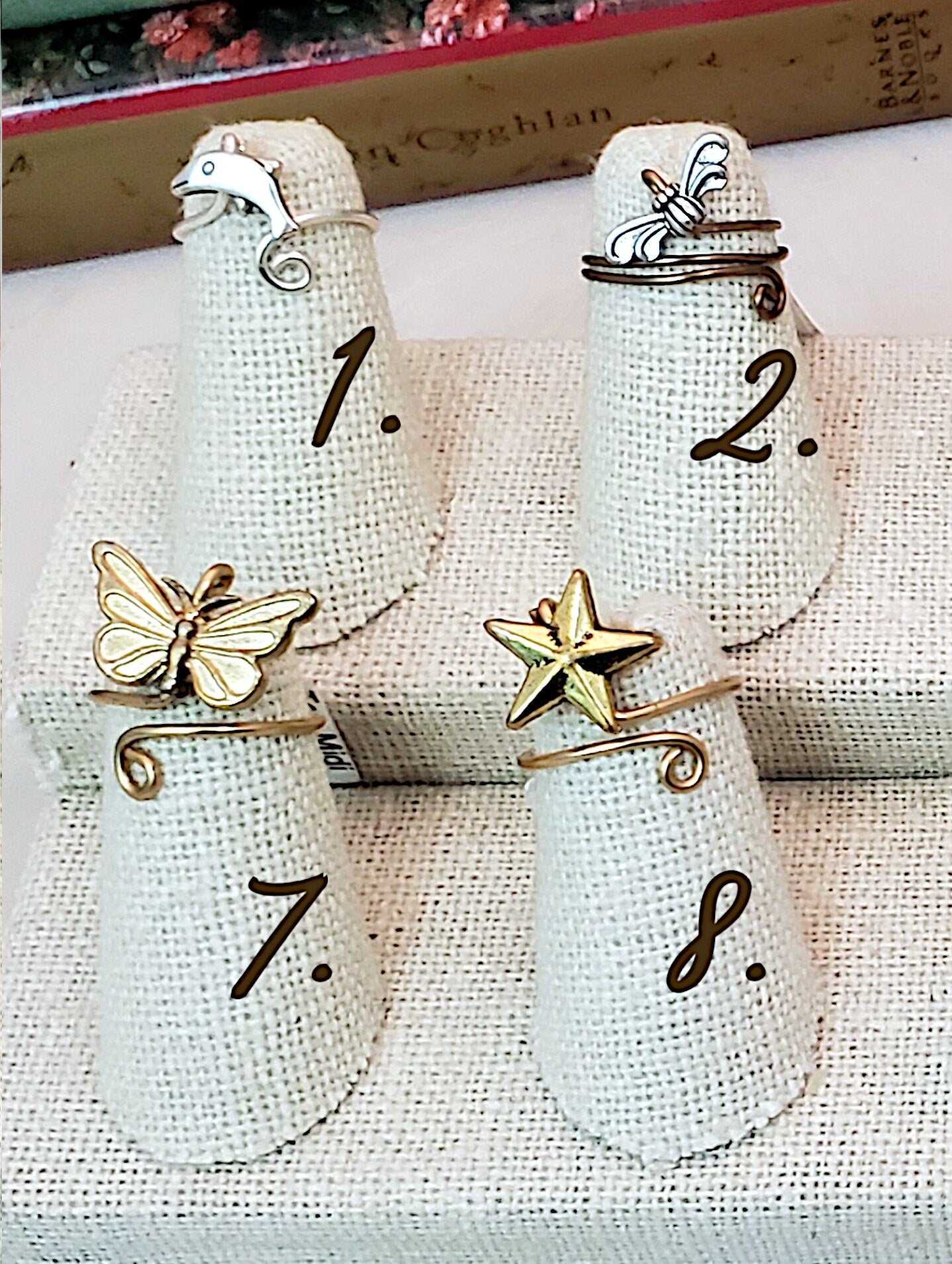 Toe/Midi/Pinky Ring with Tiny Charm, Simple, Adjustable, Boho, Bohemian, Fairy Tale, Renaissance, Garden, Wedding, Bridesmaid, Group A