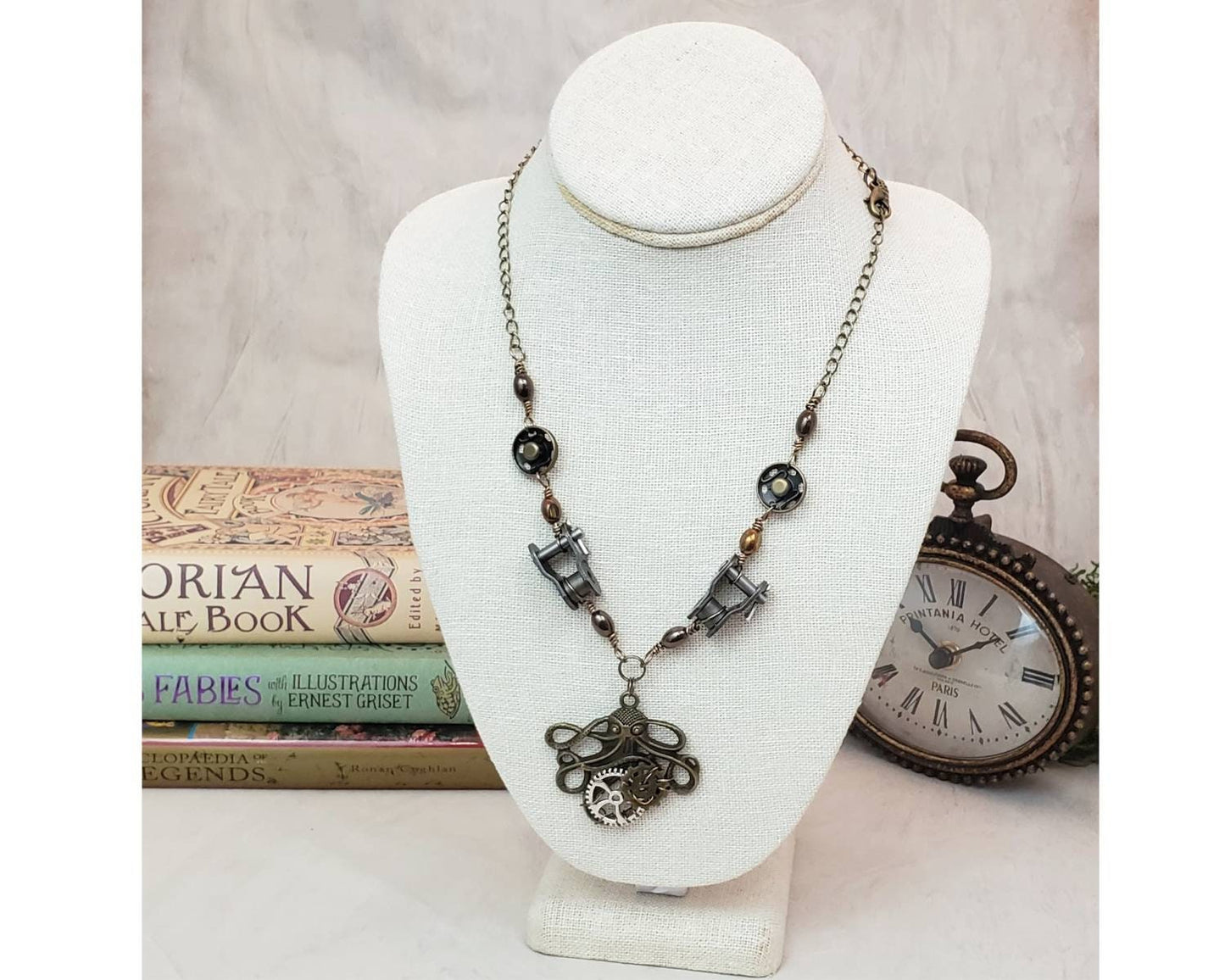Wire Wrapped Steampunk Octopus Necklace, Handmade to Order