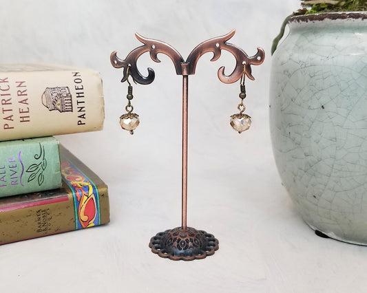 Elegant Earrings in Champagne, Wedding, Bridesmaid, Art Nouveau, Belle Époque, Renaissance, Garden, Choice of Metals and Closure Types