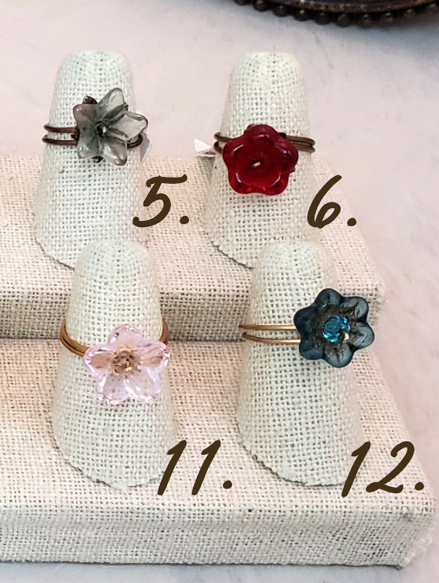 Flower Ring, Simple, Boho, Bohemian, Fairy Tale, Renaissance, Medieval, Garden, Wedding, Bridesmaid, Choice of Flowers and Metals, Lot B