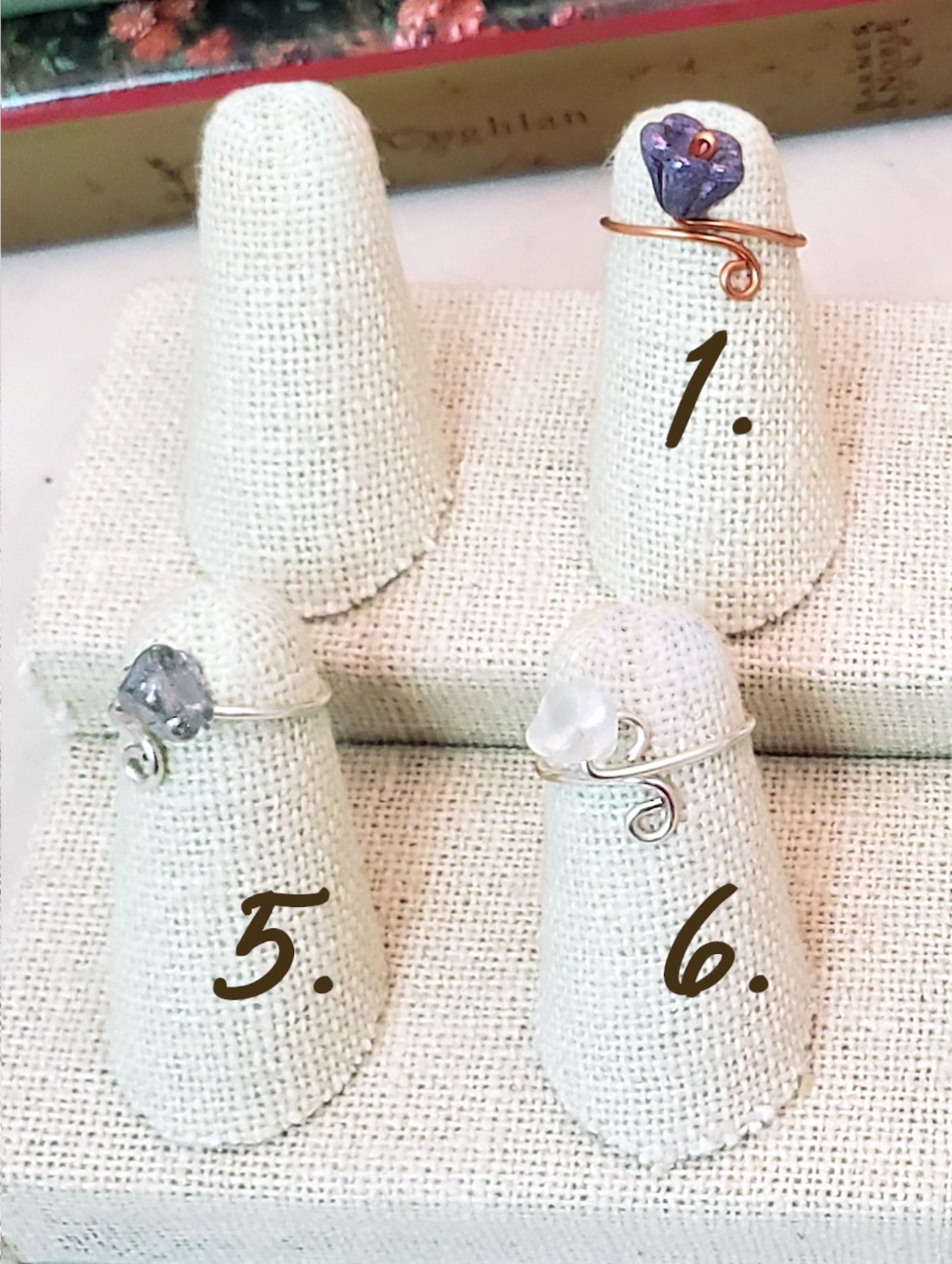 Toe/Midi/Pinky Ring with Tiny Flower, Simple, Adjustable, Boho, Bohemian, Fairy Tale, Renaissance, Garden, Wedding, Bridesmaid, Group B