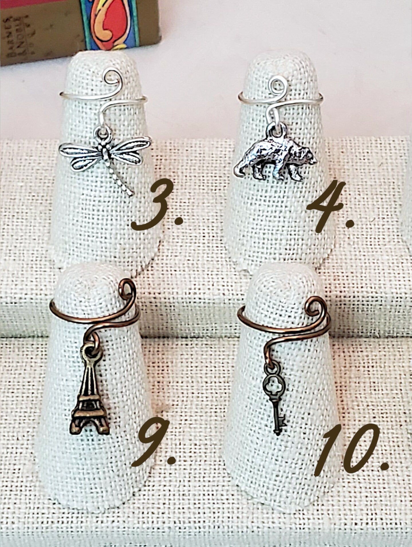 Toe/Midi/Pinky Ring with Tiny Charm, Simple, Adjustable, Boho, Bohemian, Fairy Tale, Renaissance, Garden, Wedding, Bridesmaid, Group A