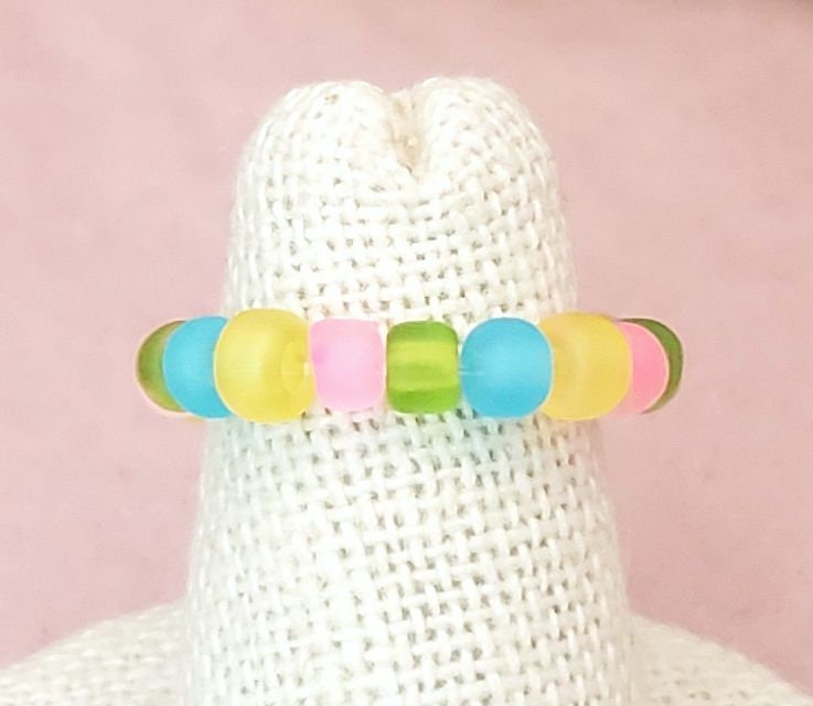 Elastic Rings in Mixed Unicorn Colors: Aqua, Pink, Yellow, Green, Set of 2, Simple, Bohemian, Minimalist, Stackable, Choice of Colors, Grp Q
