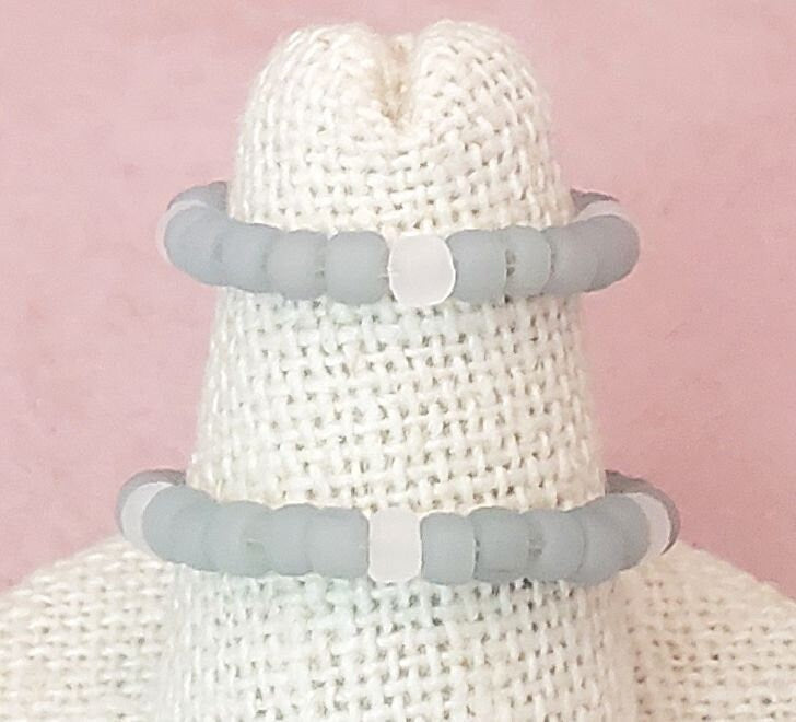 Elastic Rings in Grays + Clear, Set of 2, Simple, Boho, Bohemian, Minimalist, Stackable, Choice of Colors, Group V