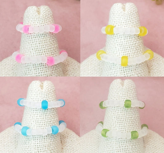 Elastic Rings in Unicorn Colors: Aqua, Pink, Yellow, Green, Set of 2, Simple, Bohemian, Minimalist, Stackable, Choice of Colors, Group R