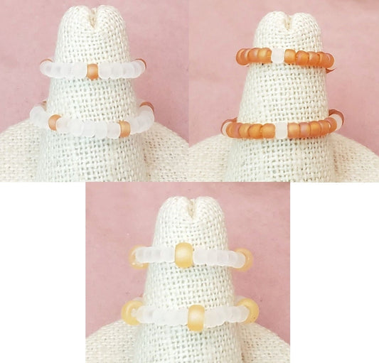 Elastic Rings in AB Amber Yellow + Orange + Clear, Set of 2, Simple, Boho, Bohemian, Minimalist, Stackable, Choice of Colors, Group Z