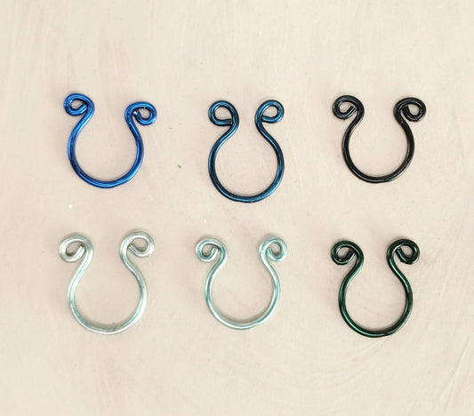 Nose Septum Cuff, Set of 6 for the price of 5! Ocean Blues, Nose Jewelry, Nose Ring, Unisex Jewelry, Handmade, Minimalist, Steampunk