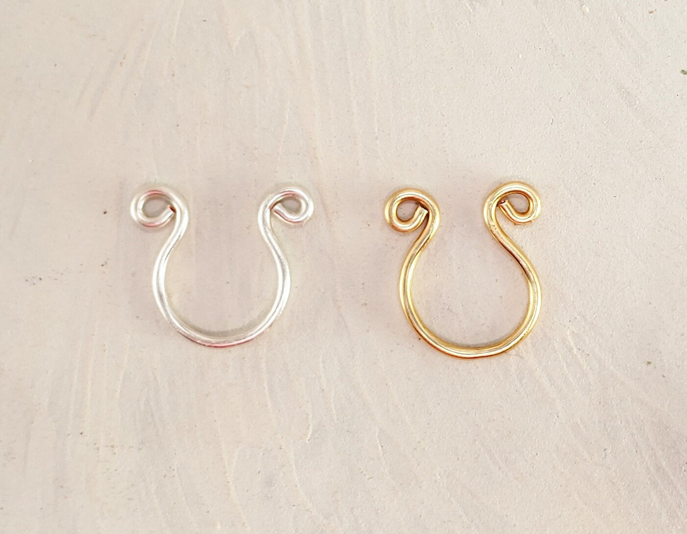 Nose Ring Cuff FAKE Faux No Piercing, 925 Sterling Silver or 14K/20 Gold Filled, Adjustable, Body Jewelry, Gift Woman Man Unisex, Boho