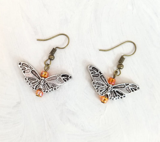 Butterfly Earrings, Wedding, Bridesmaid, Art Nouveau, Belle Époque, Renaissance, Garden, Choice of Metals and Closure Types