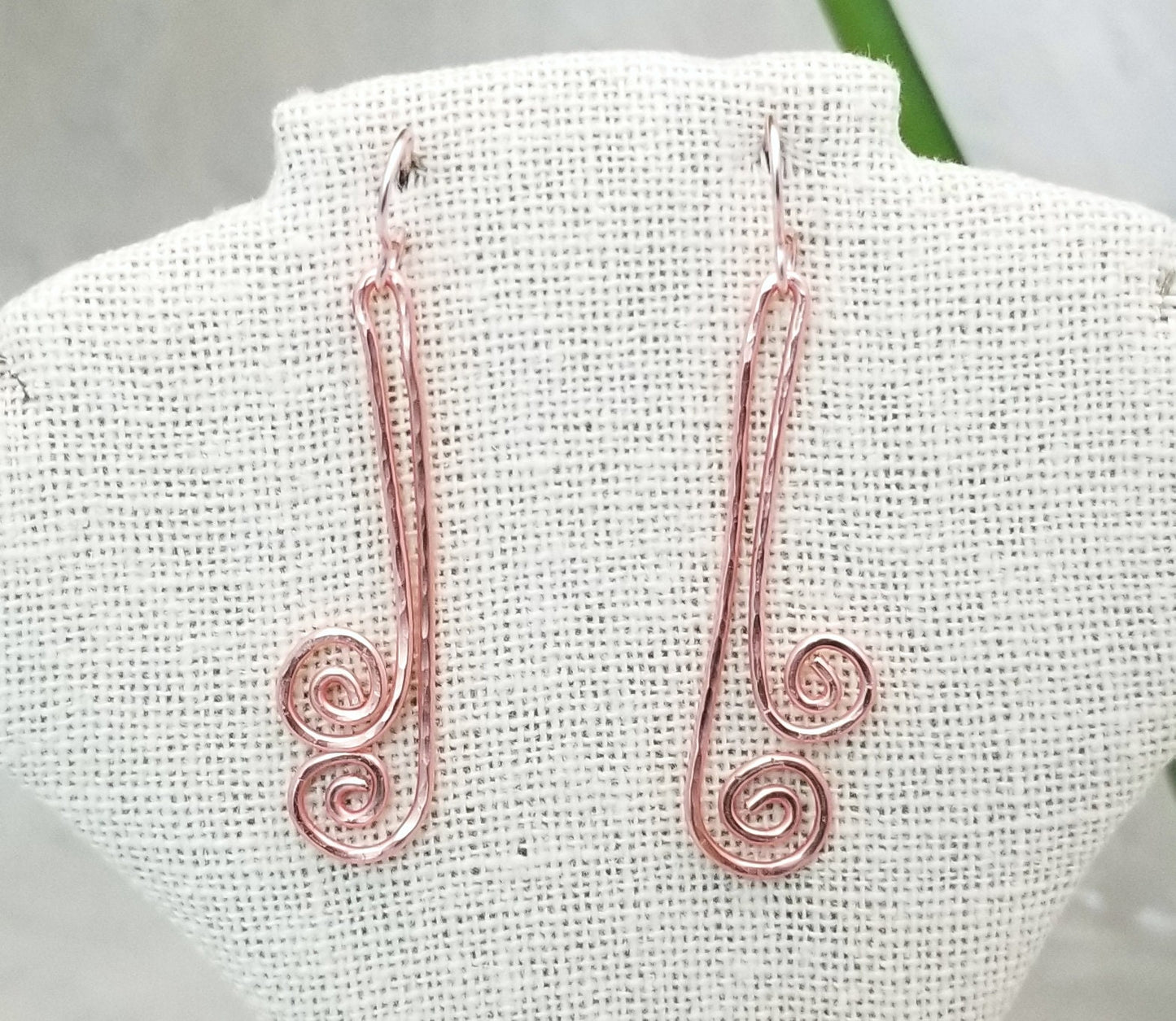 Hammered Spiral Wire Earrings, Long, Art Deco, Modern, Simple, Wedding, Bridesmaid, Choice of Metals and Closure Types