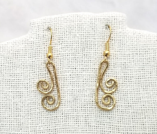 Hammered Spiral Wire Earrings, Short, Art Deco, Modern, Simple, Wedding, Bridesmaid, Choice of Metals and Closure Types