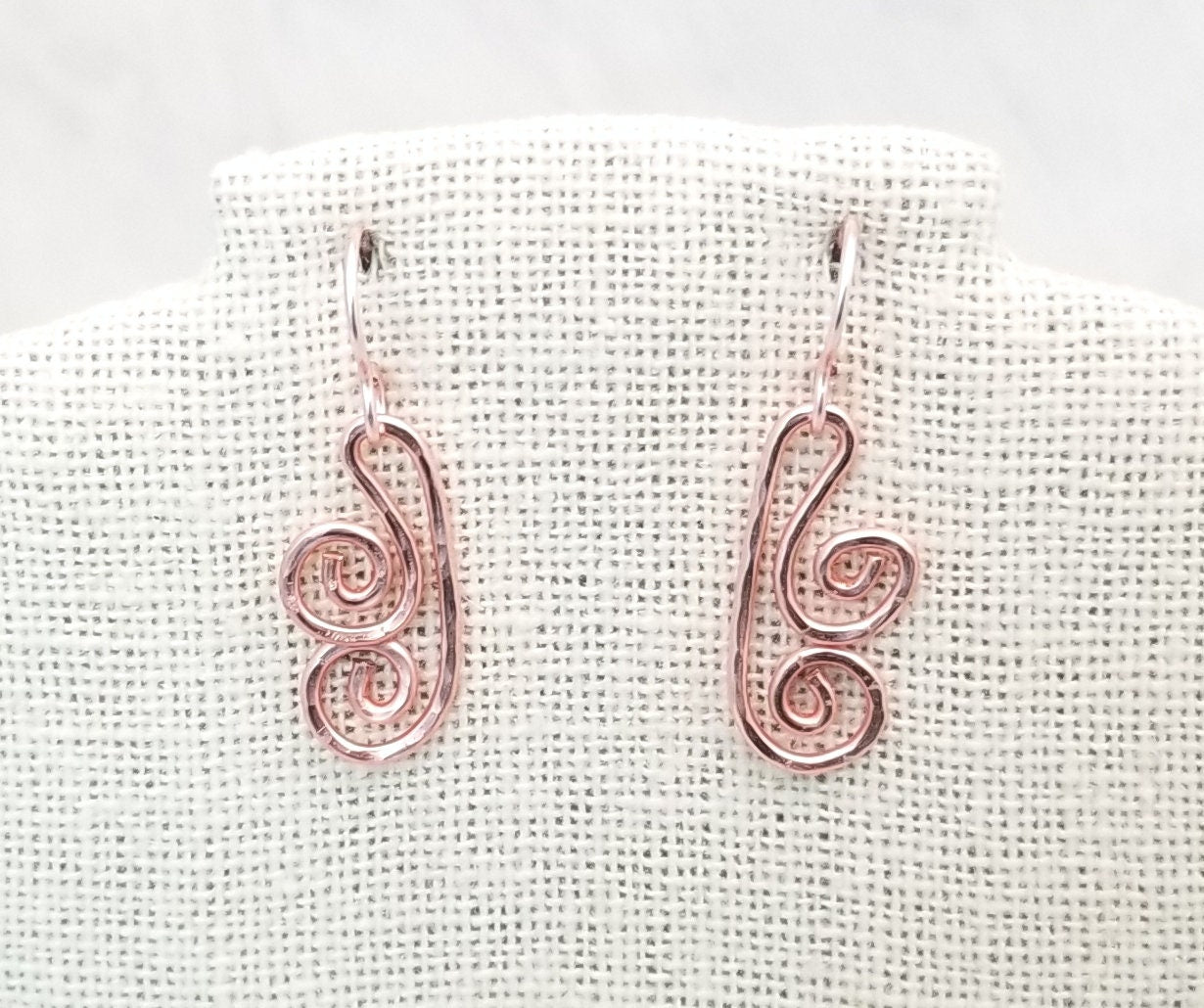 Hammered Spiral Wire Earrings, Short, Art Deco, Modern, Simple, Wedding, Bridesmaid, Choice of Metals and Closure Types