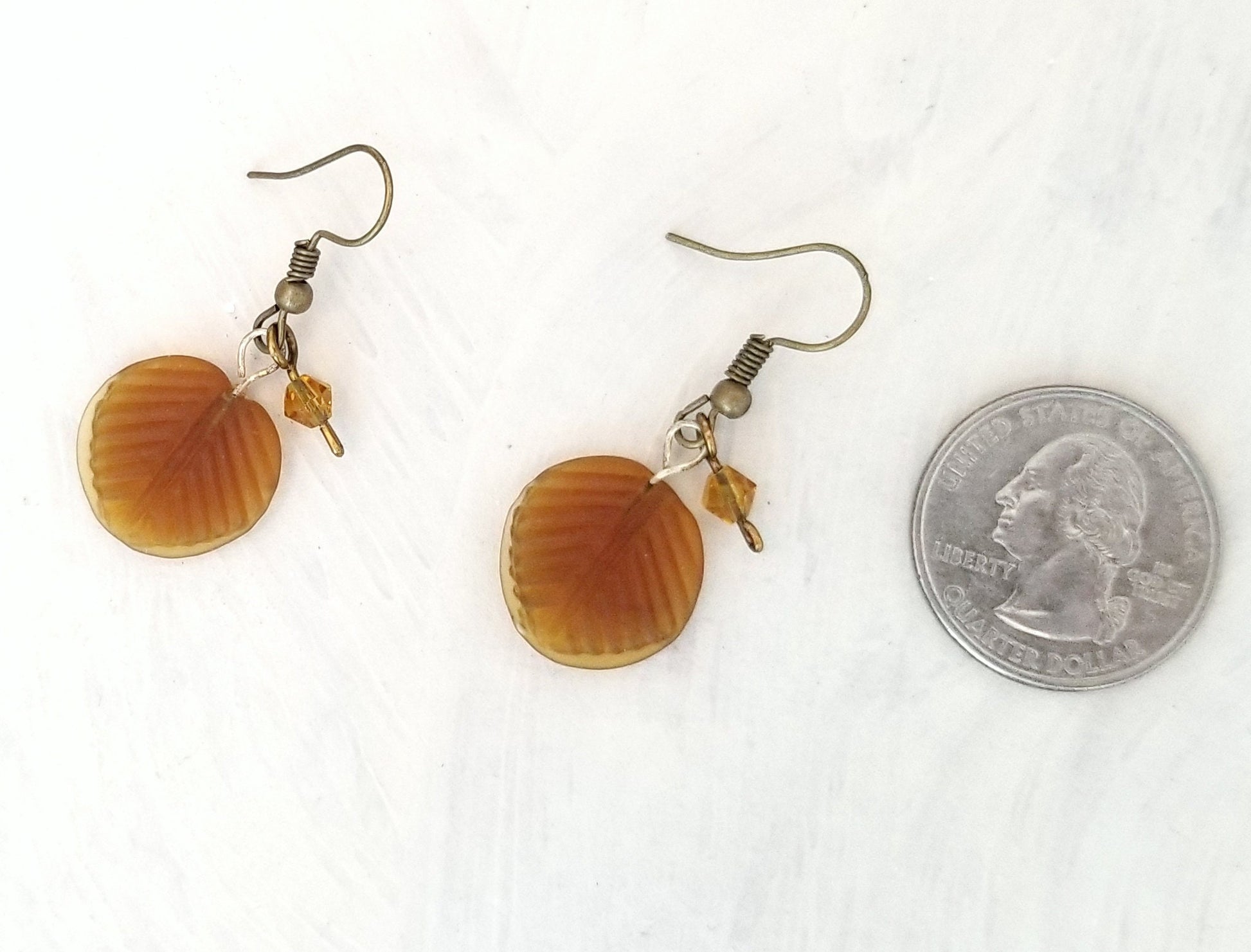 Medium Glass Leaf Earrings in Frosted Brown, Wedding, Bridesmaid, Art Nouveau, Belle Époque, Renaissance, Forest, Choice of Closure Types