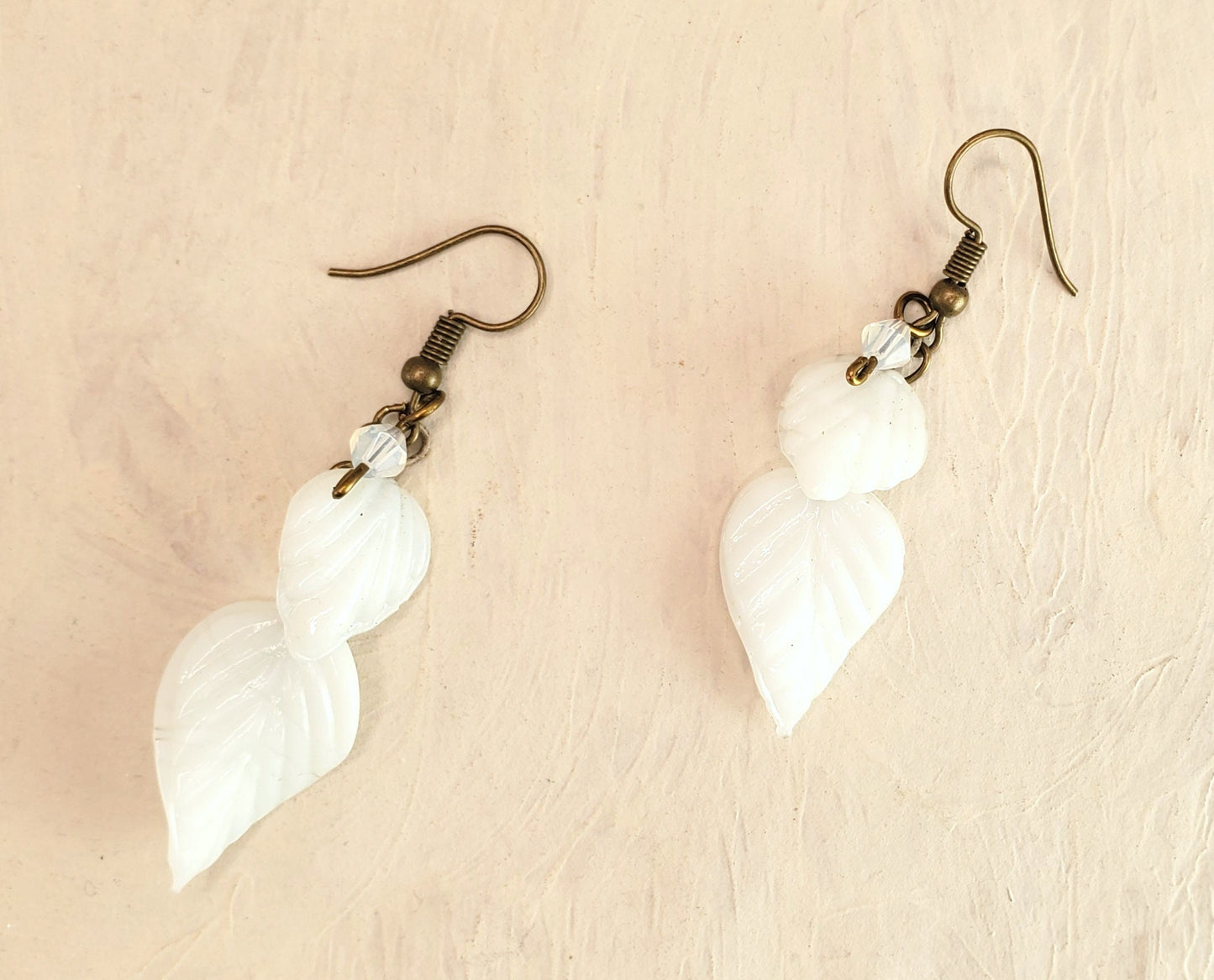 Double Glass Leaf Earrings in Blue, Wedding, Bridesmaid, Art Nouveau, Renaissance, Belle Epoque, Forest, Choice of Closure Types