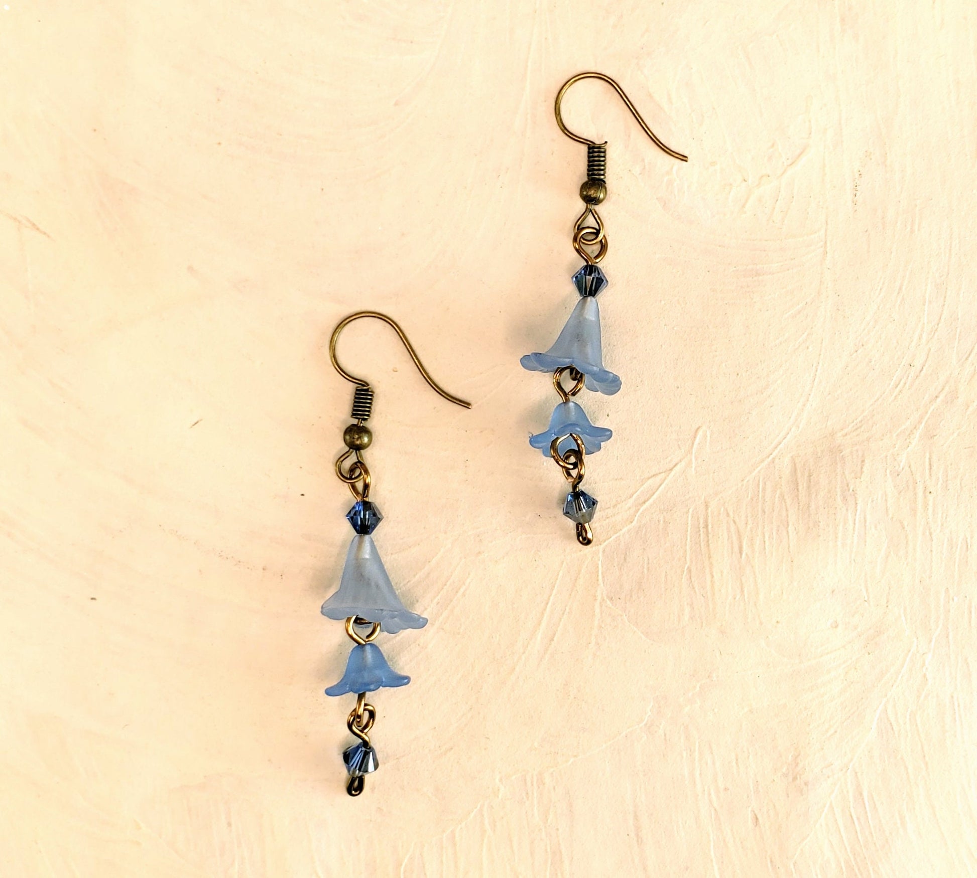 3-Tier Lucite Flower Earrings in Light Blue, Wedding, Bridesmaid, Art Nouveau, Belle Époque, Renaissance, Garden, Choice of Metals, Closures