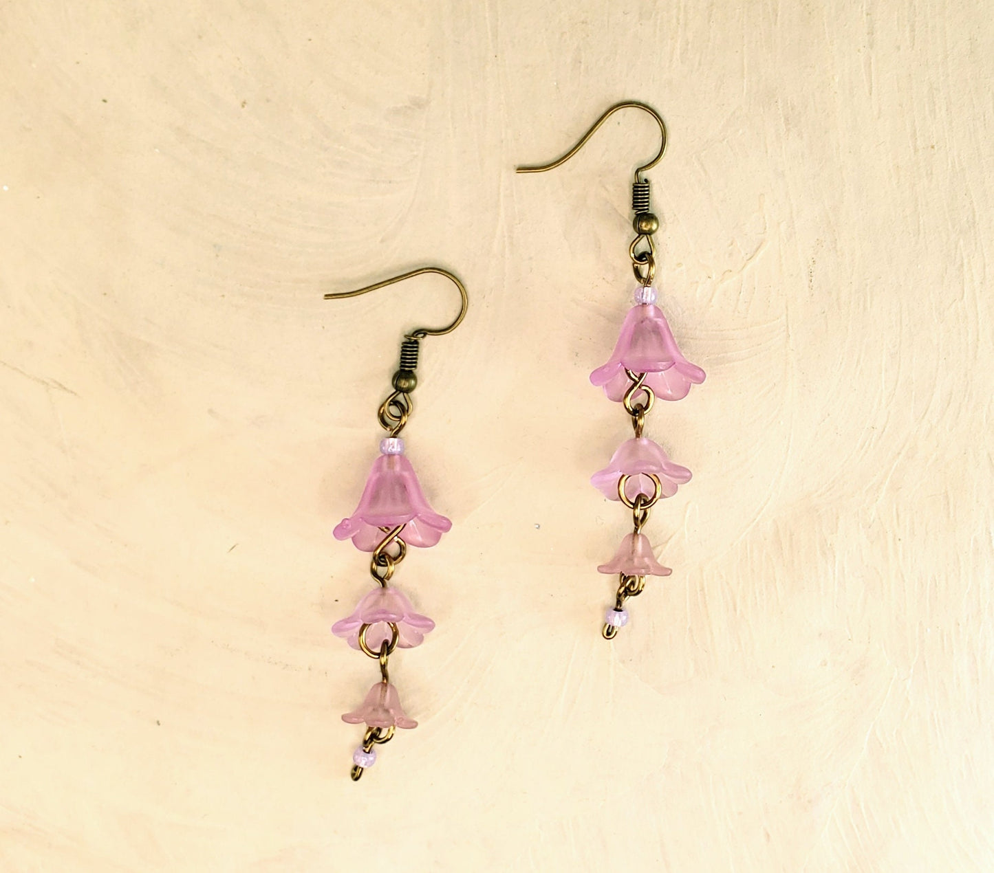 4-Tier Lucite Flower Earrings in Light Pink, Wedding, Bridesmaid, Art Nouveau, Belle Époque, Renaissance, Garden, Choice of Metals, Closures